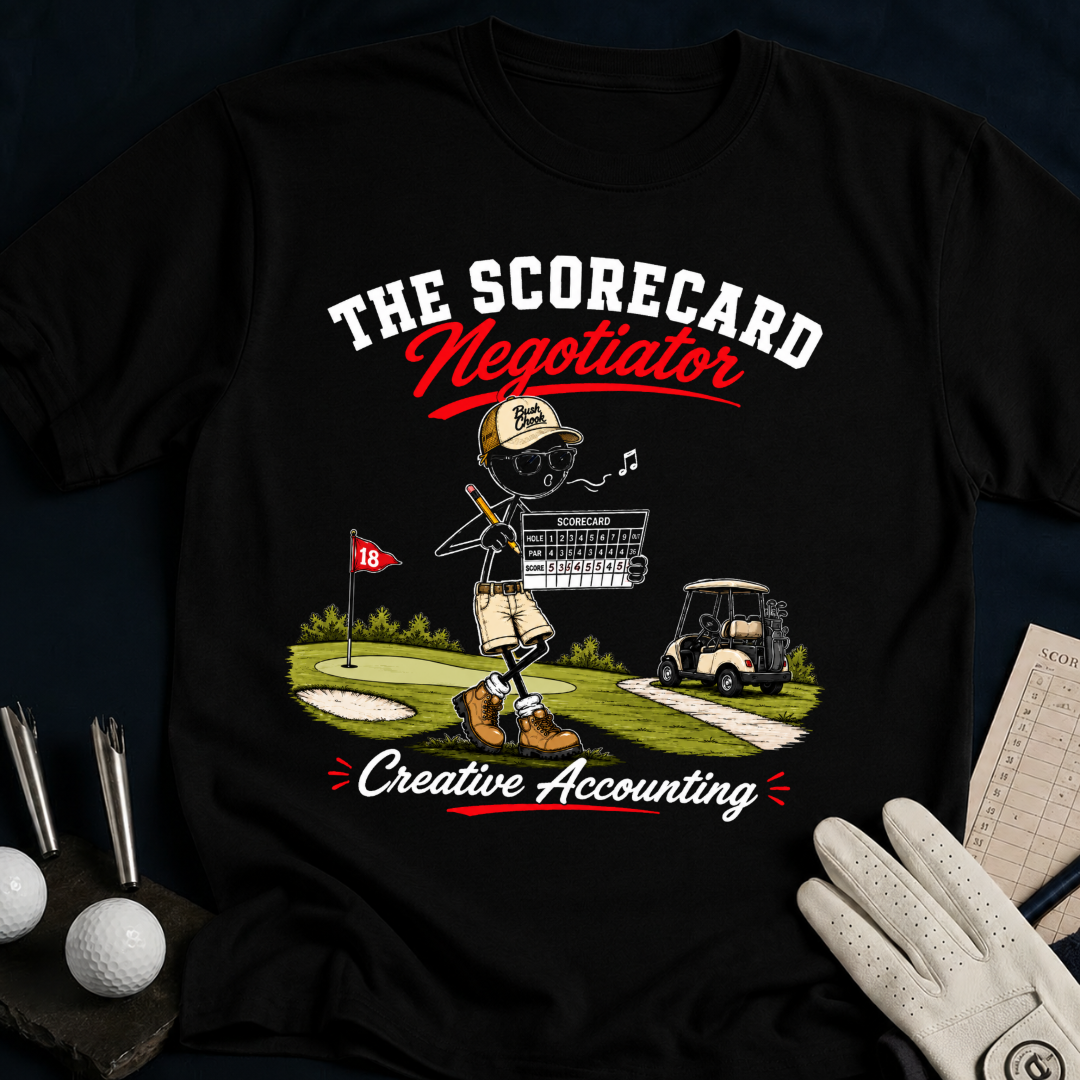 Golf Scorecard Negotiator – funny golf t-shirt in Black | Bad Lies Club