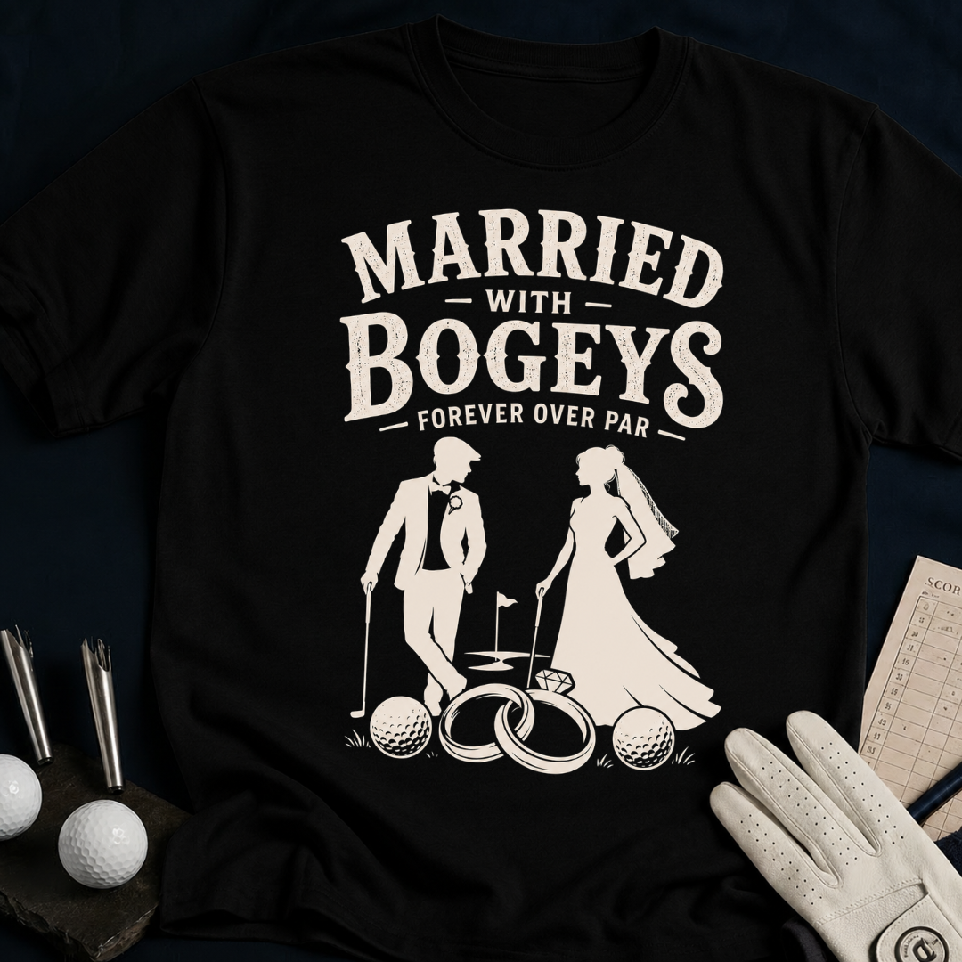 Married With Bogeys Golf – funny golf t-shirt in Black | Bad Lies Club