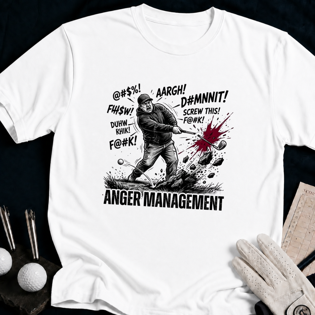 Anger Management – funny golf t-shirt in White | Bad Lies Club
