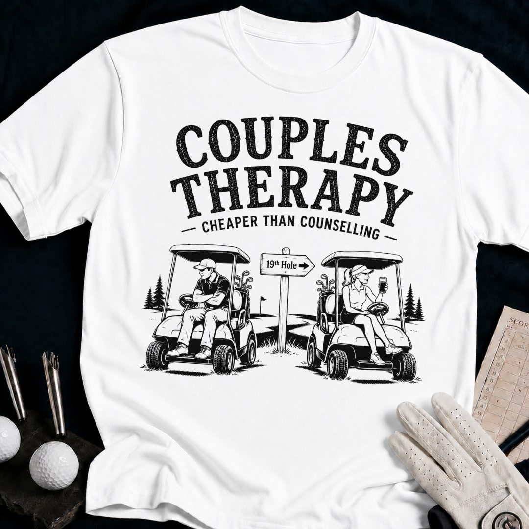 Couples therapy – funny golf t-shirt in White | Bad Lies Club
