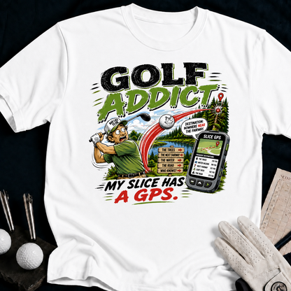 Golf Addict. My Slice Has A GPS. - white