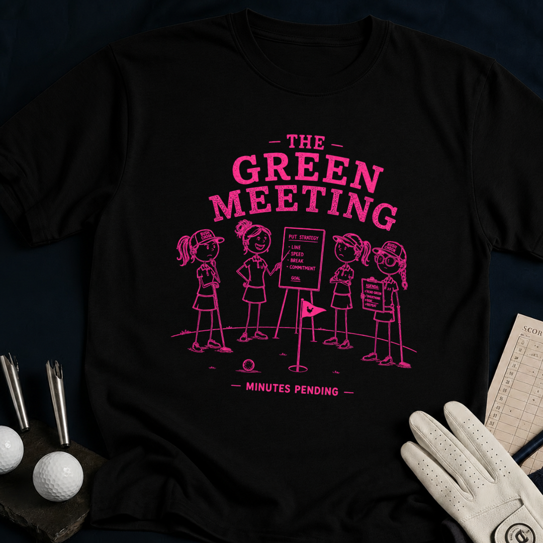 The Green Meeting – funny women's golf t-shirt in Black | Bad Lies Club