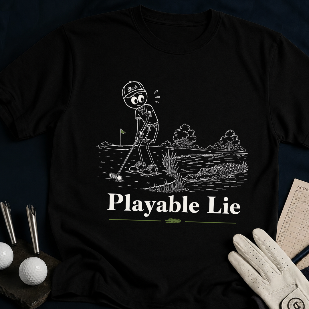 Playable Lie – funny golf t-shirt in Black | Bad Lies Club