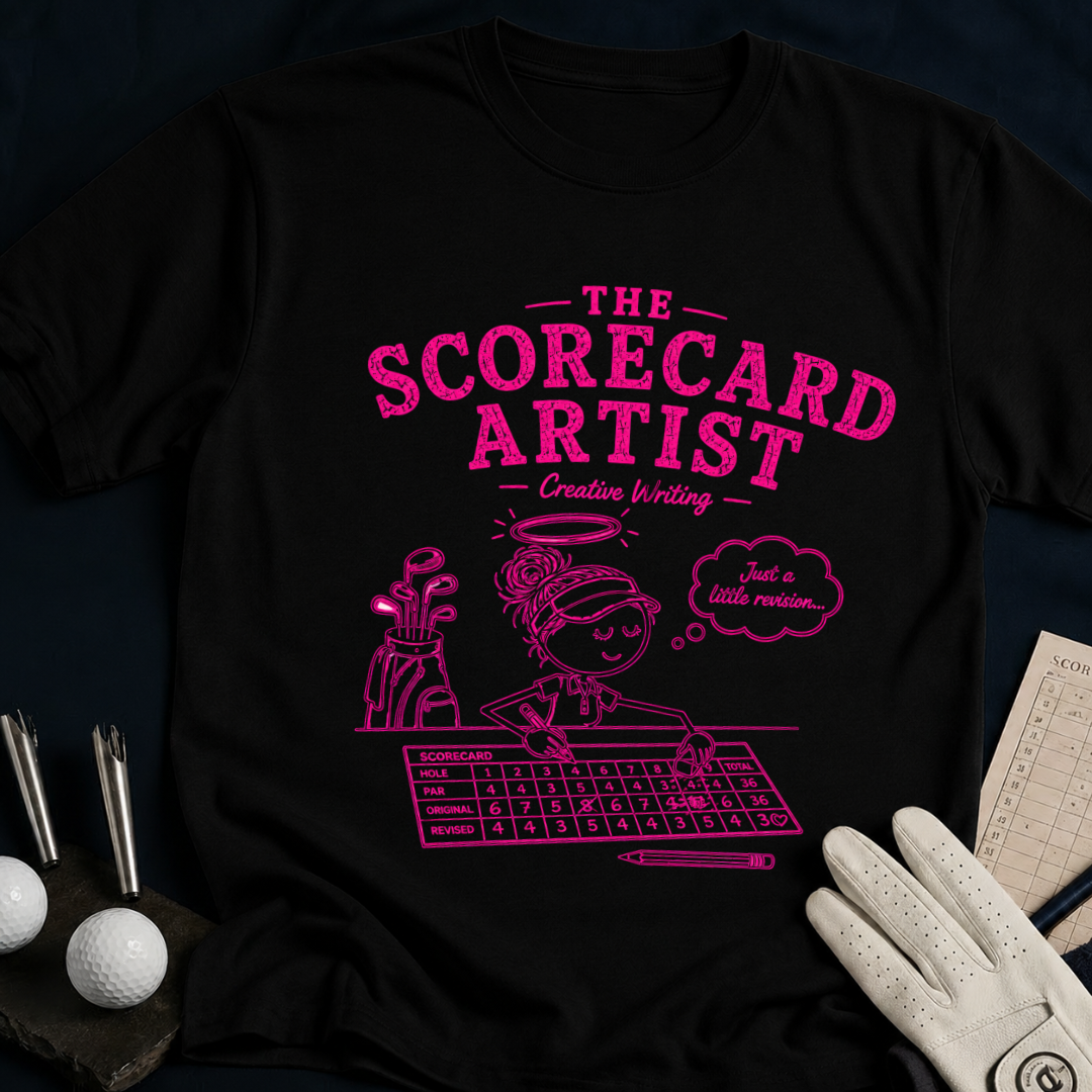 The Scorecard Artist – funny women's golf t-shirt in Black | Bad Lies Club