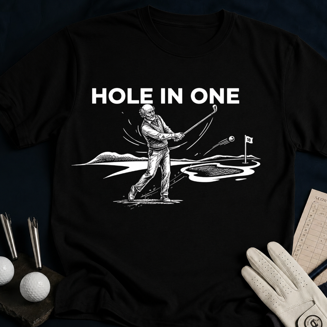 Hole In One – funny golf t-shirt in Black | Bad Lies Club