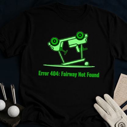 Error404 Fairway Not Found – funny golf t-shirt in Black | Bad Lies Club
