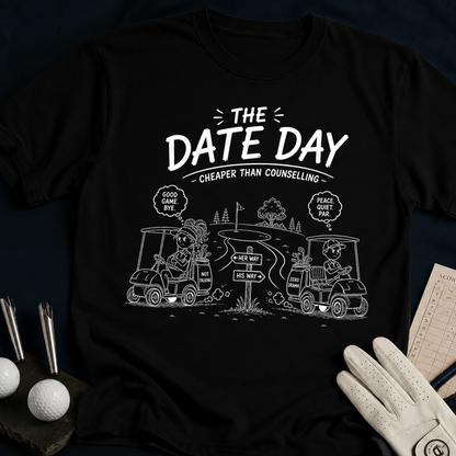 Cheaper Than Counselling – funny golf t-shirt in Black | Bad Lies Club