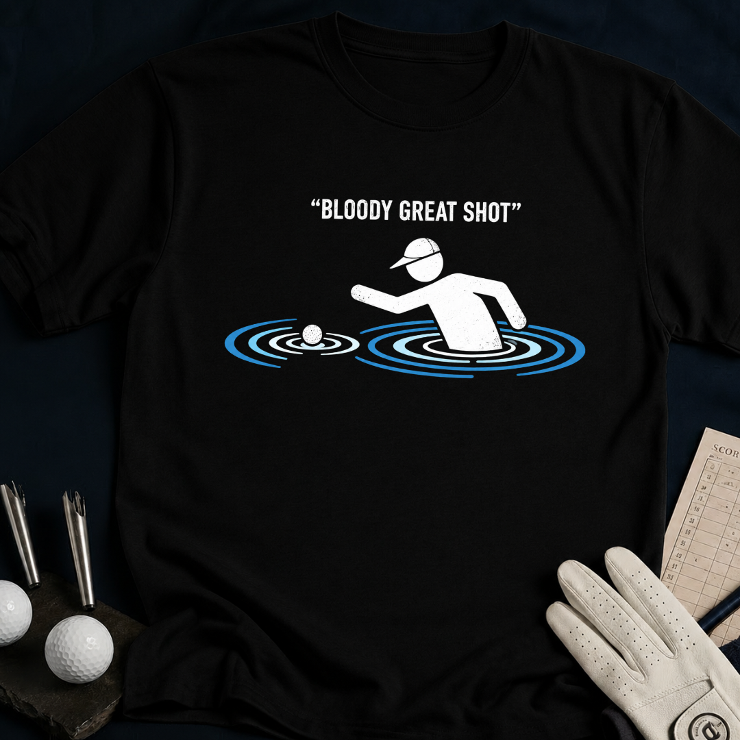 Bloody Great Shot – funny golf t-shirt in Black | Bad Lies Club
