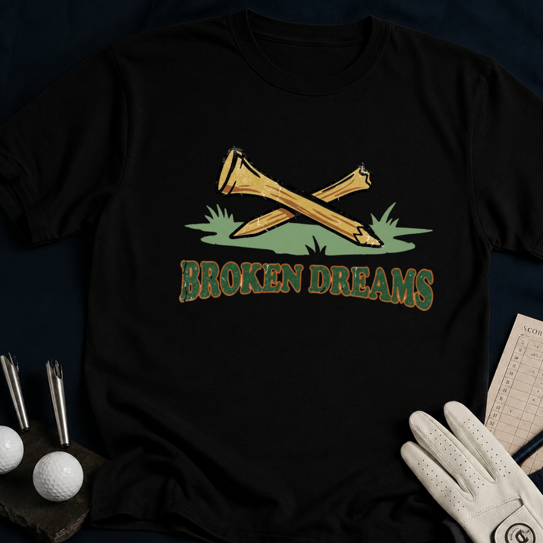 Broken Dreams – funny golf t-shirt in Black | Bad Lies Club