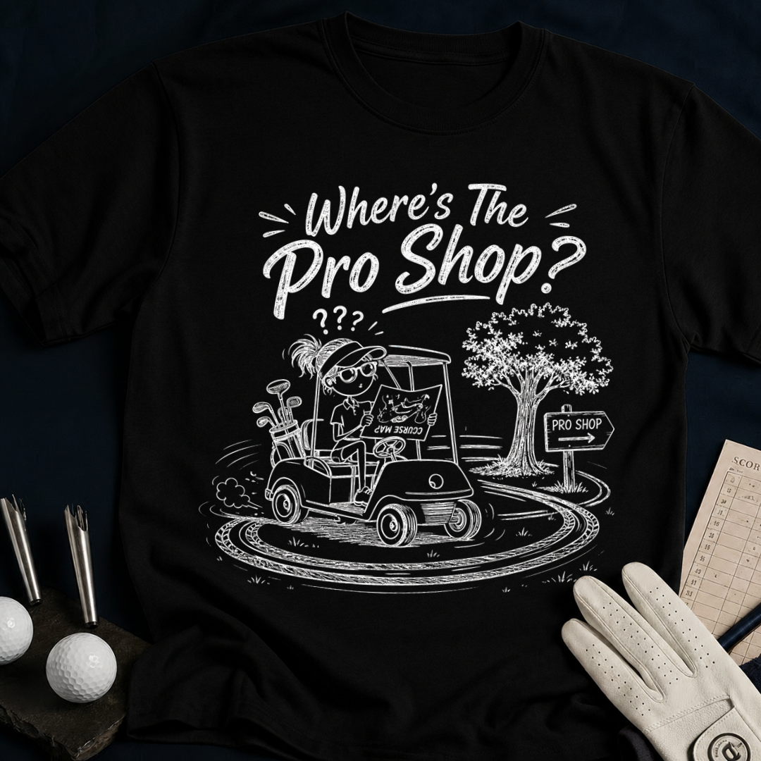 Where's The Pro Shop – funny women's golf t-shirt in Black | Bad Lies Club