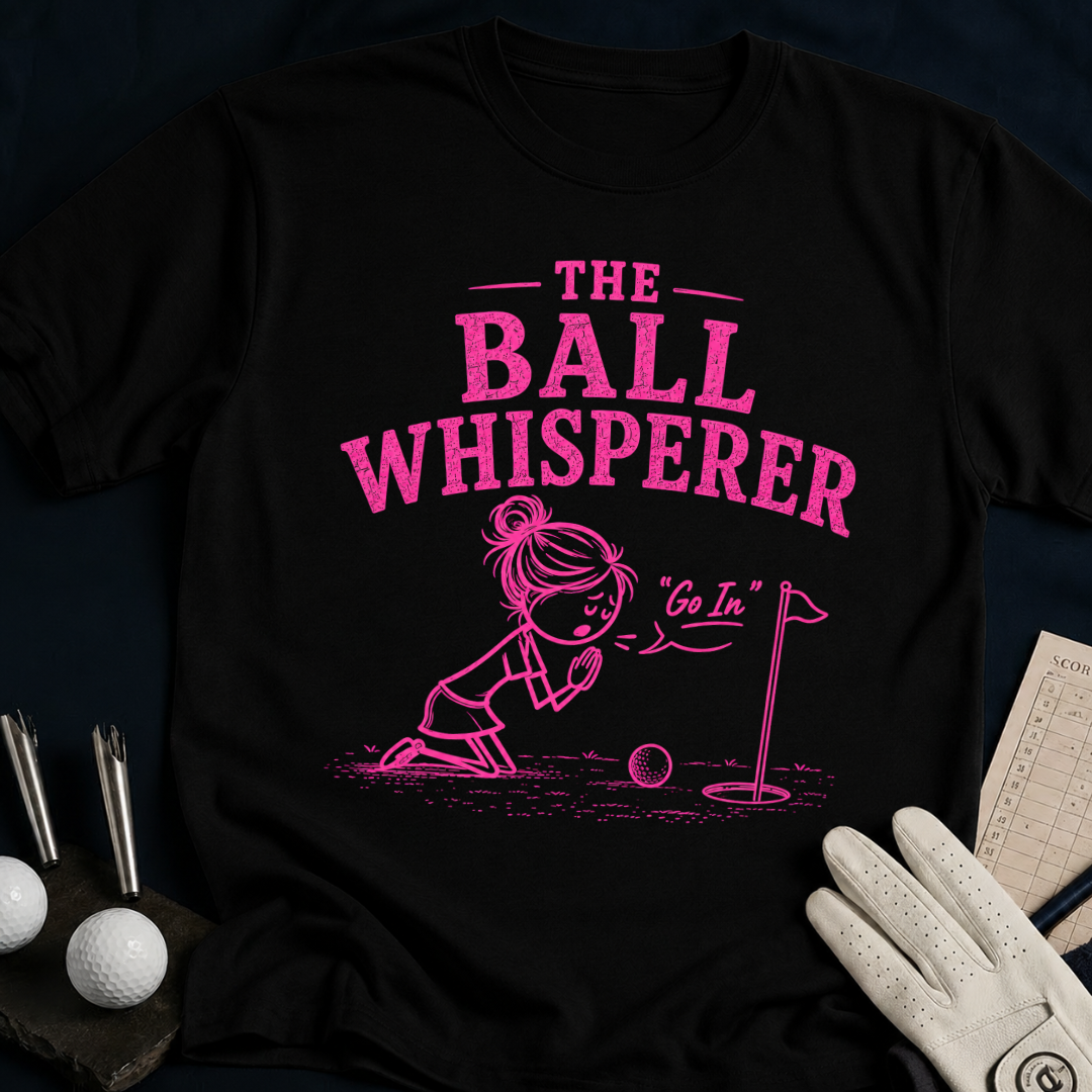 Ball Whisperer – funny women's golf t-shirt in Black | Bad Lies Club