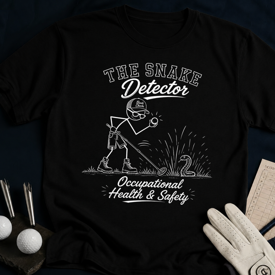 The Snake Detector – funny golf t-shirt in Black | Bad Lies Club