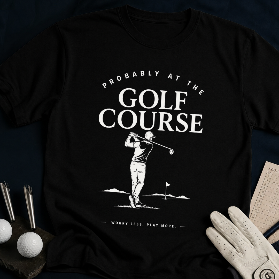 Probably at the Golf Course – funny golf t-shirt in Black | Bad Lies Club