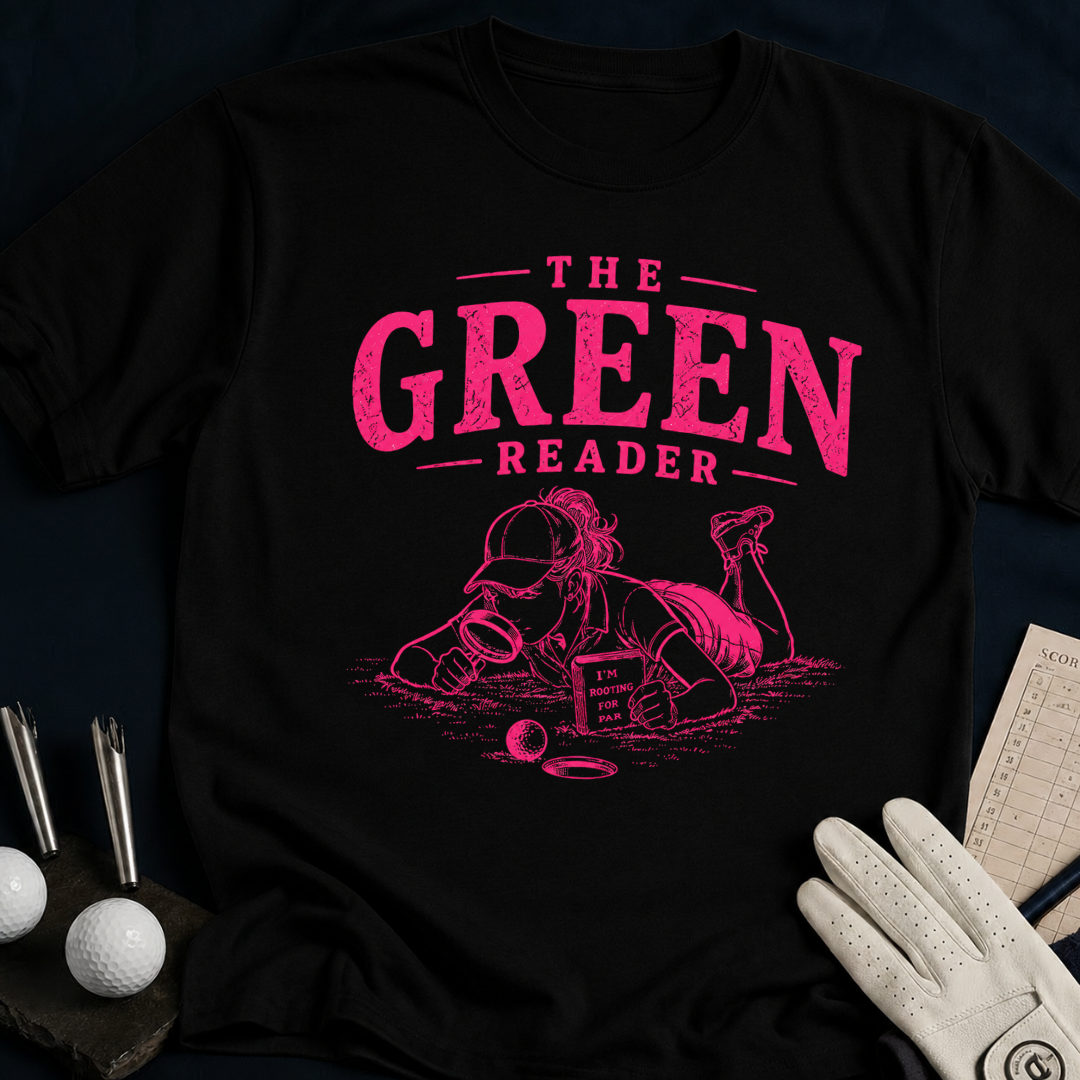The Green Reader – funny women's golf t-shirt in Black | Bad Lies Club