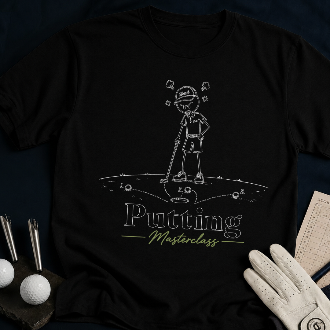 Putting Masterclass – funny golf t-shirt in Black | Bad Lies Club