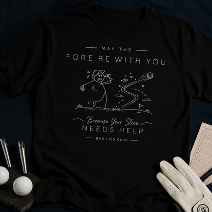 May the Fore Be With You – funny golf t-shirt in Black | Bad Lies Club