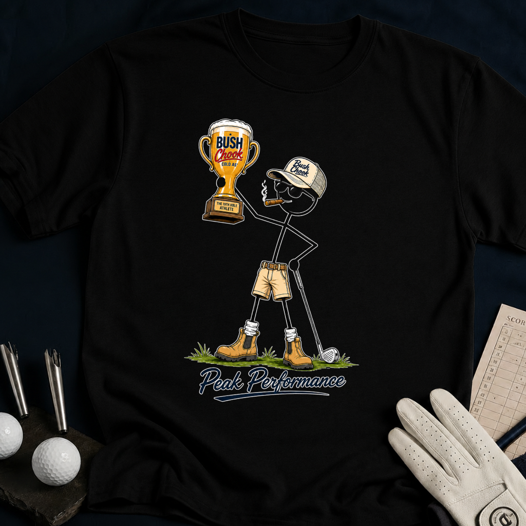 Peak Performance – funny golf t-shirt in Black | Bad Lies Club