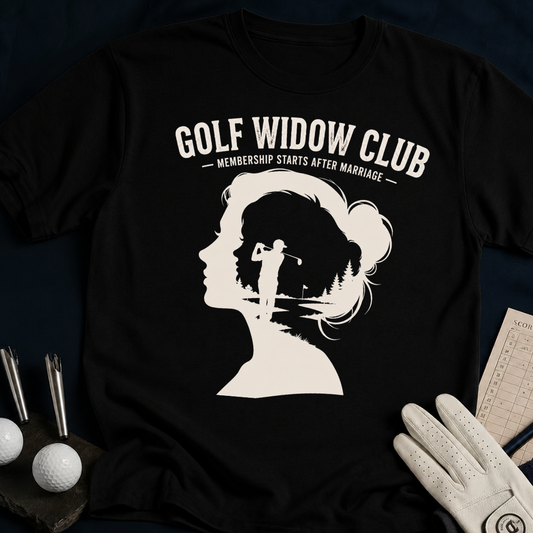 Golf Widow Club – funny golf t-shirt in Black | Bad Lies Club