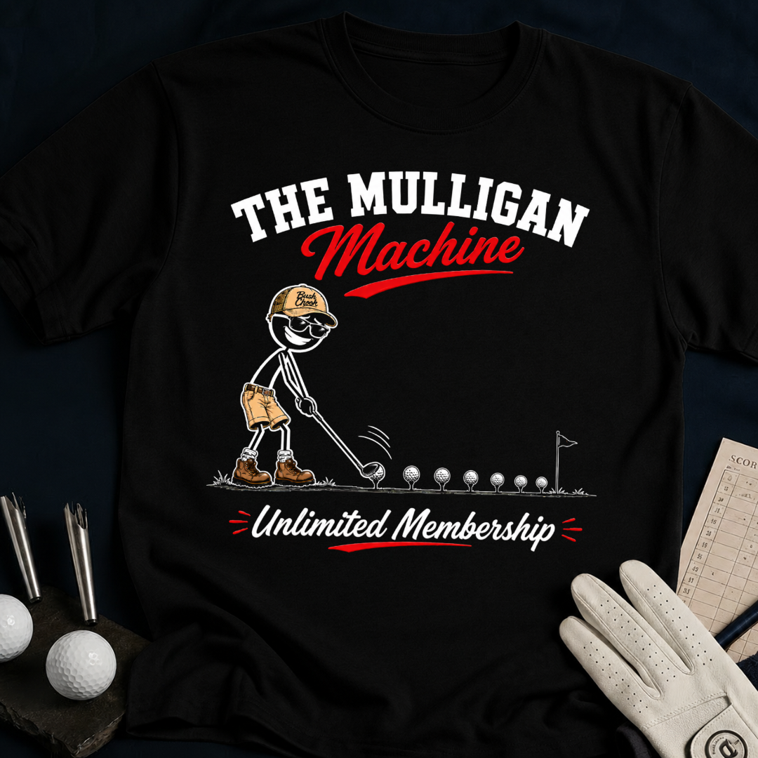 The Mulligan Machine – funny golf t-shirt in Black | Bad Lies Club