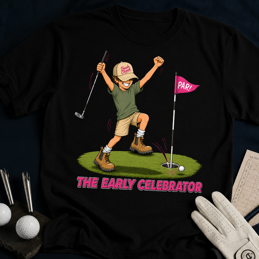 The Early Celebrator – funny golf t-shirt in Black | Bad Lies Club