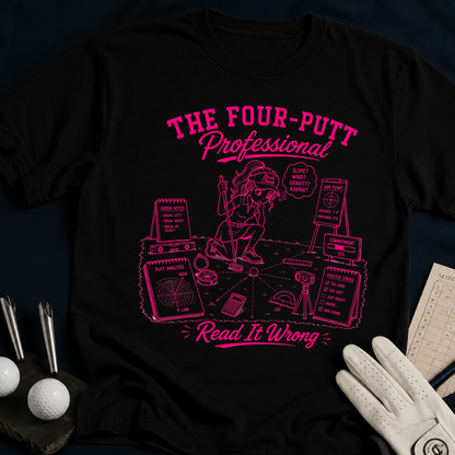 The Four-Putt Professional – funny women's golf t-shirt in Black | Bad Lies Club