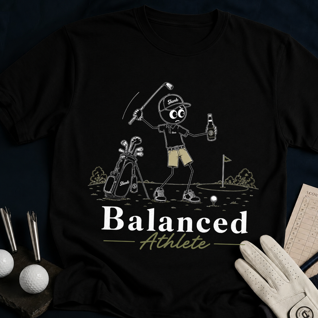 Balanced Athlete – funny golf t-shirt in Black | Bad Lies Club