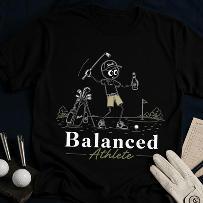 Balanced Athlete – funny golf t-shirt in Black | Bad Lies Club