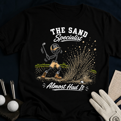 The Sand Specialist – funny golf t-shirt in Black | Bad Lies Club