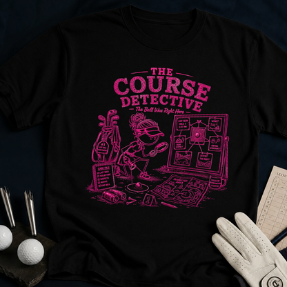 The Course Detective – funny women's golf t-shirt in Black | Bad Lies Club
