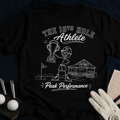 The 19th Hole Athlete – funny golf t-shirt in Black | Bad Lies Club
