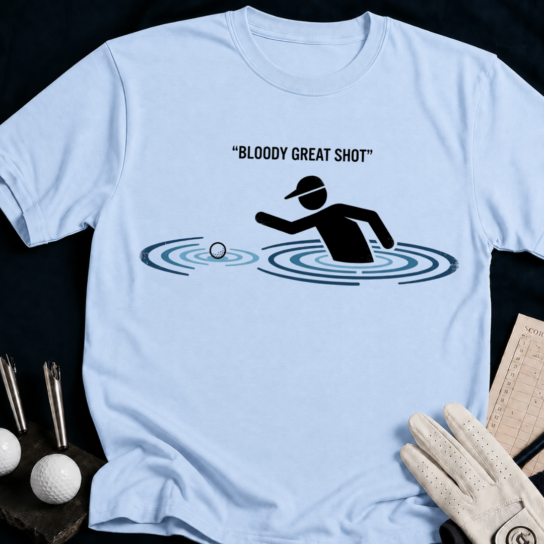 Bloody Great Shot – funny golf t-shirt in Light Blue | Bad Lies Club