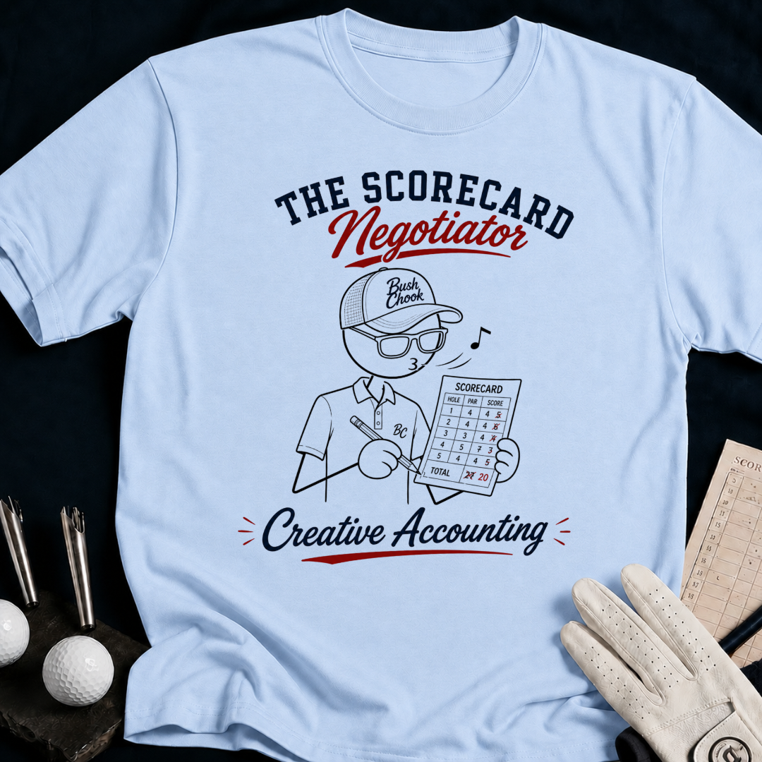 Scorecard Negotiator – funny golf t-shirt in Light Blue | Bad Lies Club