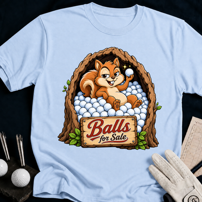 Balls For Sale – funny golf t-shirt in Light Blue | Bad Lies Club