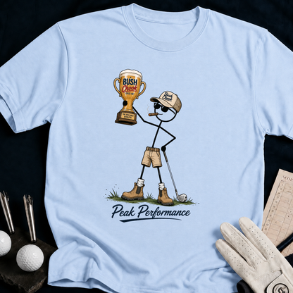 Peak Performance – funny golf t-shirt in Light Blue | Bad Lies Club