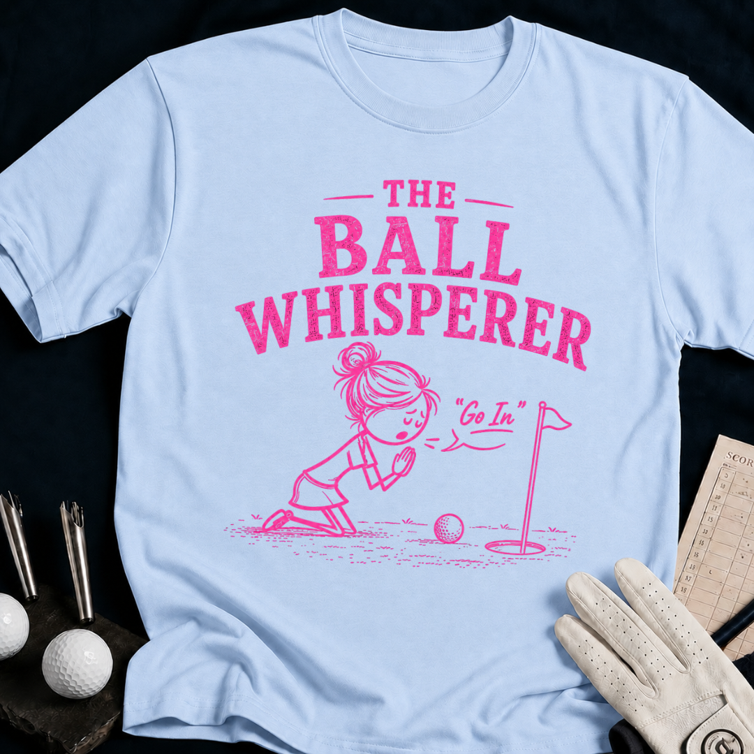 Ball Whisperer – funny women's golf t-shirt in Light Blue | Bad Lies Club