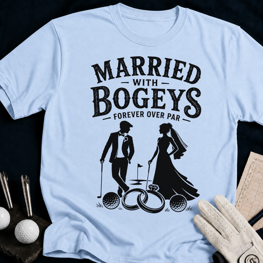 Married With Bogeys Golf – funny golf t-shirt in Light Blue | Bad Lies Club