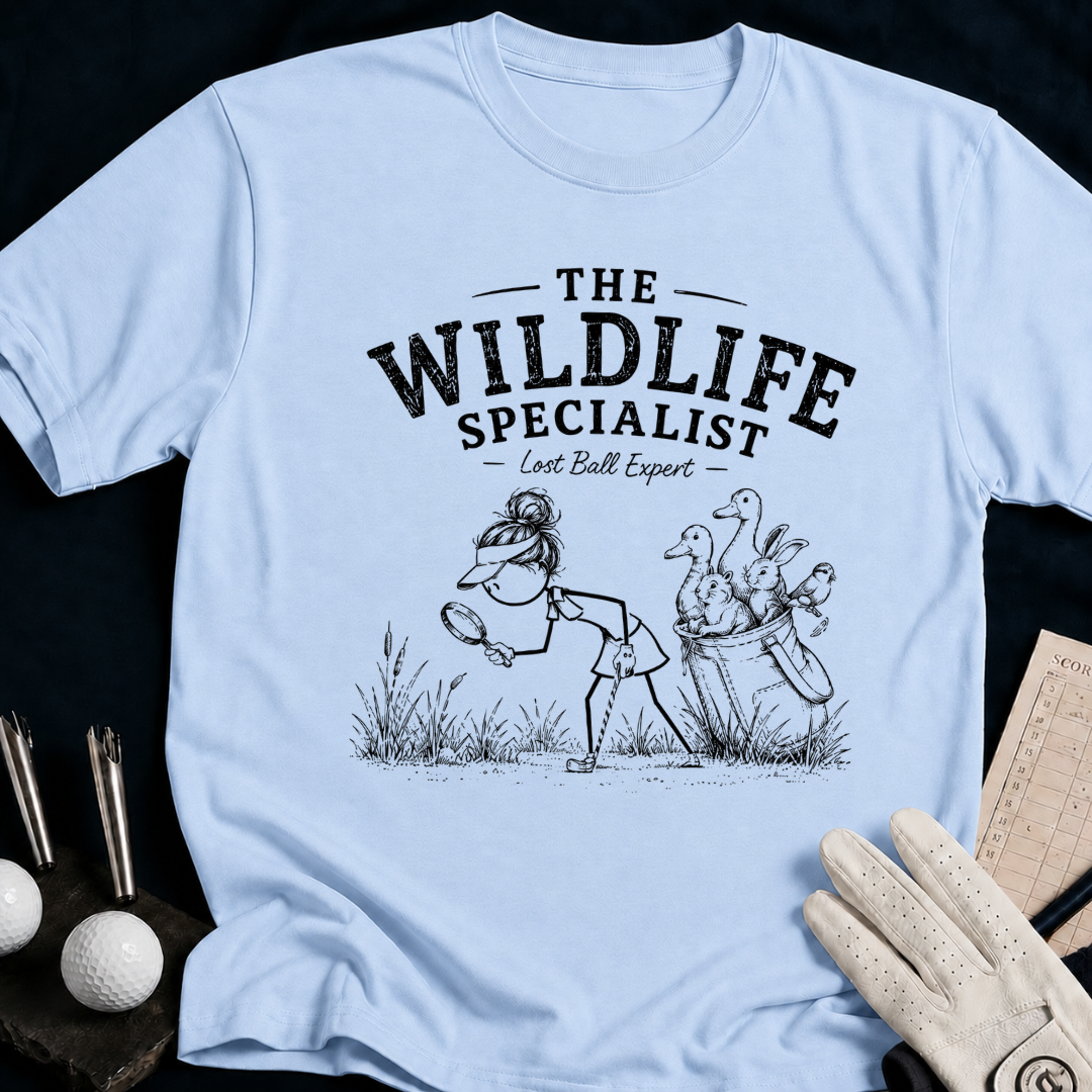 The Wildlife Specialist – funny women's golf t-shirt in Light Blue | Bad Lies Club