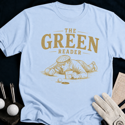 The Green Reader – funny men's golf t-shirt in Light Blue | Bad Lies Club