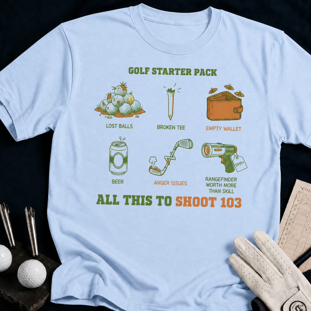 Golf Starter Pack – funny golf t-shirt in Light Blue | Bad Lies Club