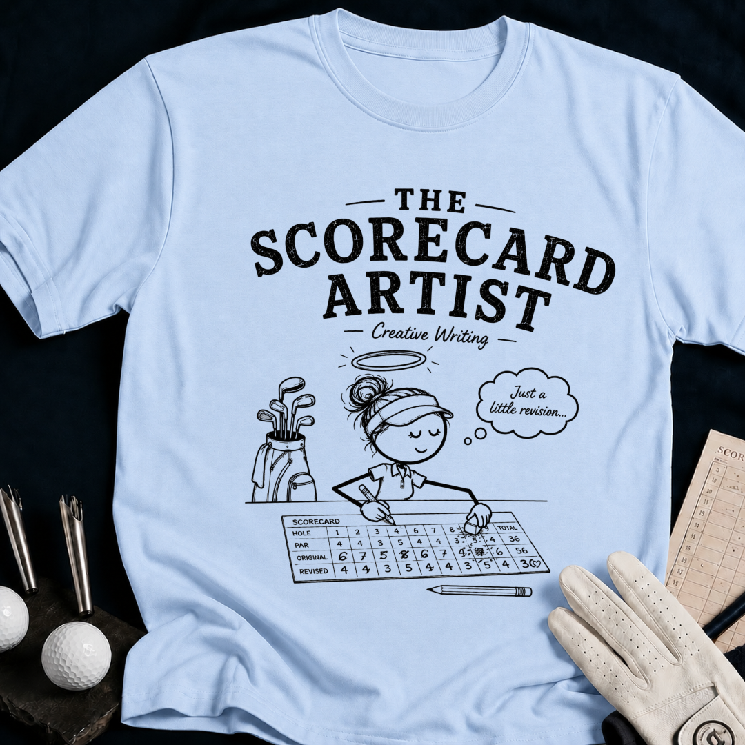 The Scorecard Artist – funny women's golf t-shirt in Light Blue | Bad Lies Club
