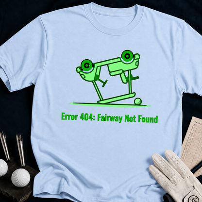 Error404 Fairway Not Found – funny golf t-shirt in Light Blue | Bad Lies Club