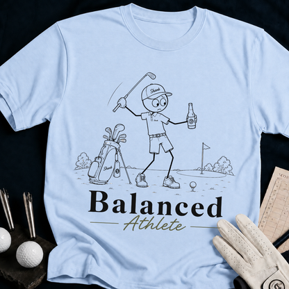 Balanced Athlete – funny golf t-shirt in Light Blue | Bad Lies Club