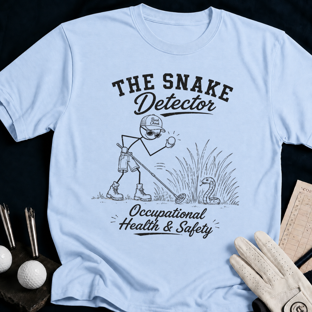 The Snake Detector – funny golf t-shirt in Light Blue | Bad Lies Club