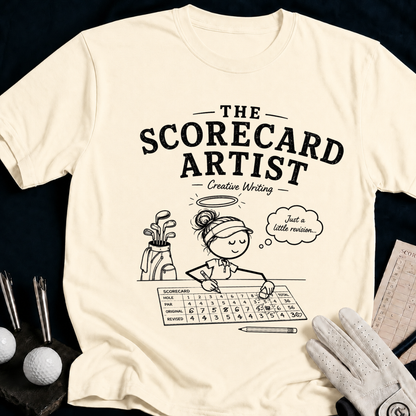 The Scorecard Artist – funny women's golf t-shirt in Natural | Bad Lies Club