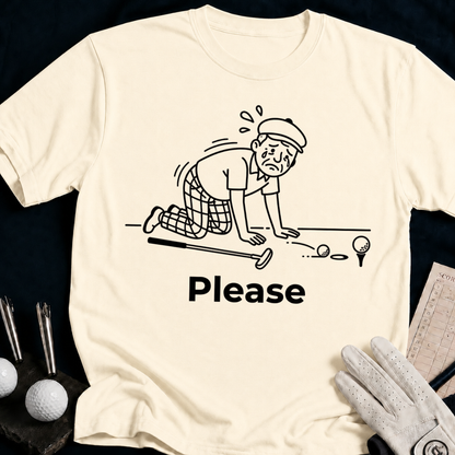 Please – funny golf t-shirt in Natural | Bad Lies Club