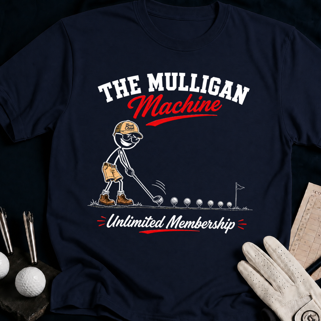 The Mulligan Machine – funny golf t-shirt in Navy | Bad Lies Club