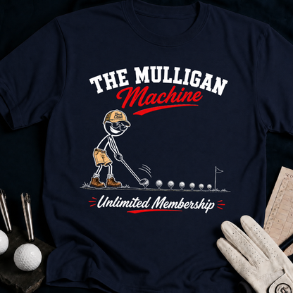 The Mulligan Machine – funny golf t-shirt in Navy | Bad Lies Club