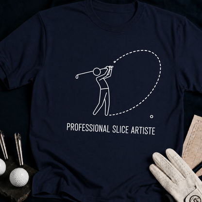 Professional slice artiste – funny golf t-shirt in Navy | Bad Lies Club