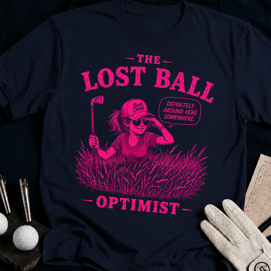 The Lost Ball Optimist – funny women's golf t-shirt in Navy | Bad Lies Club