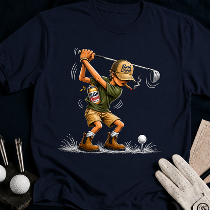 Bush Chook – funny golf t-shirt in Navy | Bad Lies Club